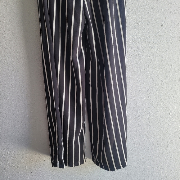 AMBIANCE Black and White Striped Jumpsuit - Picture 3 of 3